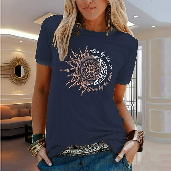 Womens Clothes Womens Summer Tops Women's Summer Print Shirt Short Sleeve Tee Tops Casual Short Sleeve Tops Blouse clearance clothes under $10.00