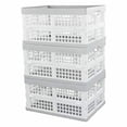 thumbnail image 2 of Vababa 3-Pack Plastic Stackable Collapsible Storage Crate, 15 L Stacking Folding Storage Basket, 2 of 4