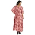 thumbnail image 4 of Moomaya Women Long Maxi Cover Up Printed Kimono Sleeve Night Dress Maxi Kaftan Gown Sleepwear, 4 of 7