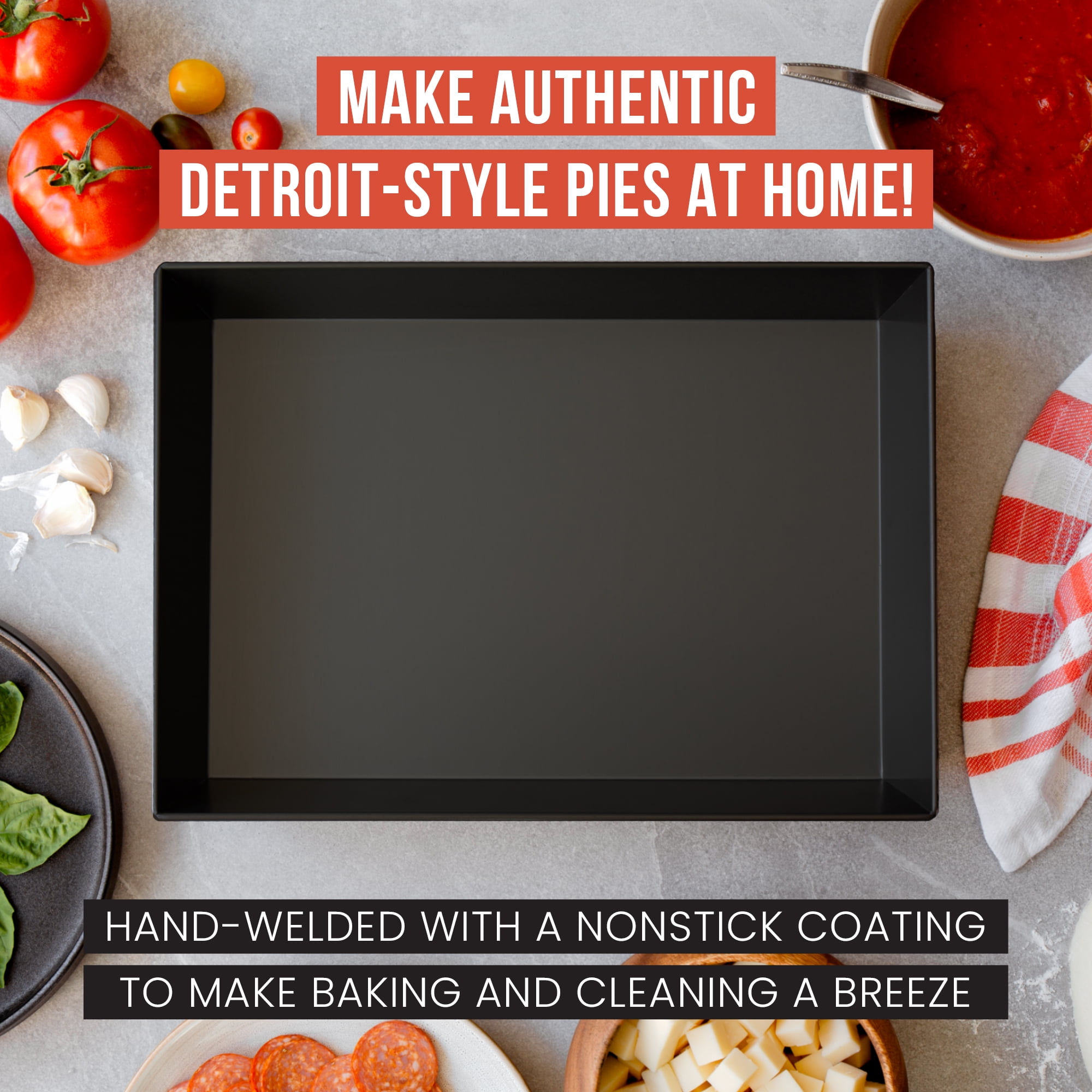 Chef Pomodoro Pizza Pan Bunde - Detroit Style Pizza Pan, 14