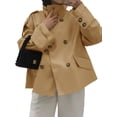 thumbnail image 4 of Double Breasted Women Long Sleeved Casual Trench Coat Lapel Jacket, 4 of 6