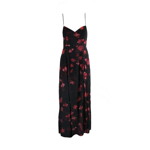 Fame And Partners Womens Black Red Floral Print Tie Back Dress 6