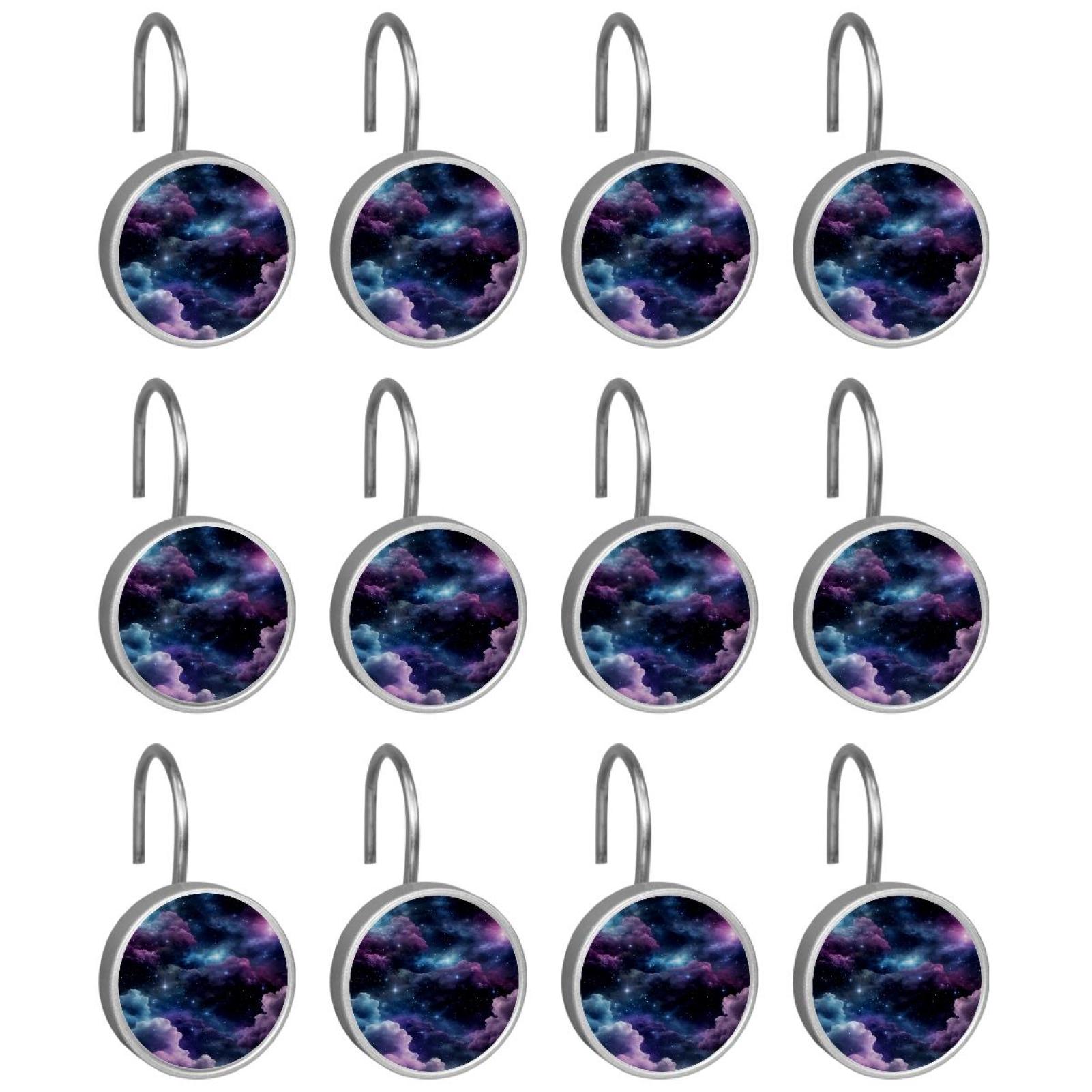 HemaKayy 12 Pcs Shower Curtain Hooks Bathroom Decorative Accessories Stellar Colored Cloud