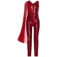 thumbnail image 3 of Aislor Combinaison une Pièce Sans Manches à Sequins pour Filles, Col en V, pour Mariage, Fête, Bal, Bourgogne 6, 3 of 5