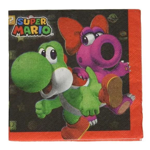 ELARA- Super Mario Bros. Beverage Napkins, 16 Count
