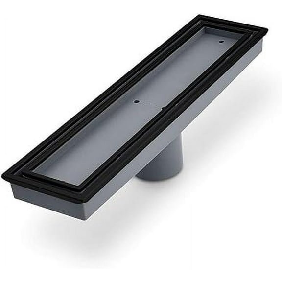 QM Drain Lagos Series Veil 12" Black Linear Drain - 88.300.12 BK