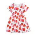 thumbnail image 6 of DAETIROS Girls Dresses,Cotton Floral Cute Round Neck Short Sleeve Casual Girls Summer Dress Red Size 3 years, 6 of 7