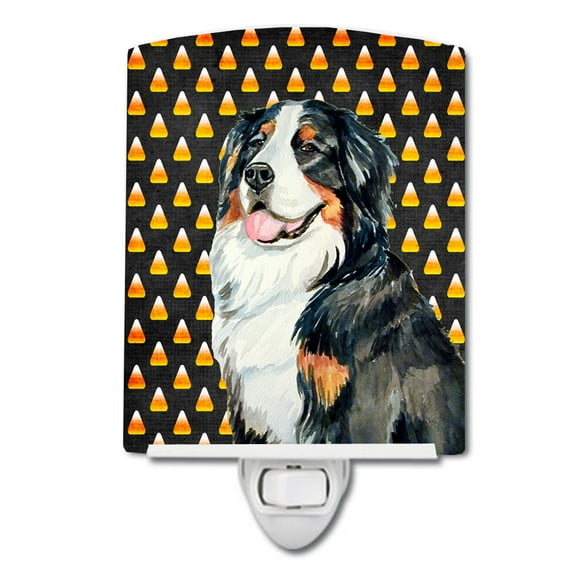 Caroline's Treasures LH9075CNL Bernese Mountain Dog Candy Corn Halloween Portrait Ceramic Night Light, 6x4x3",