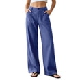 thumbnail image 3 of MuXiKeJi Clothes Cotton Linen Pants Women Petite High Waisted Wide Leg Trousers Summer Dressy Casual Work Slacks with Pockets, 3 of 7