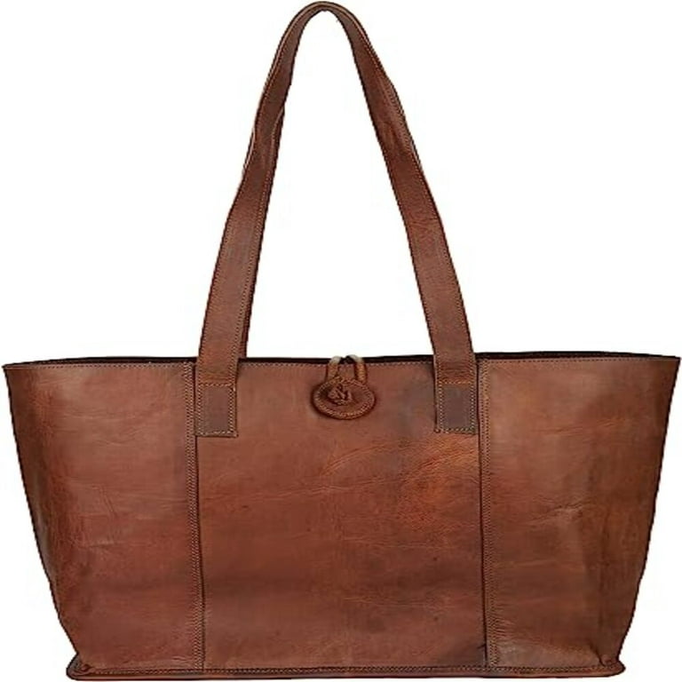 Vintage Genuine Leather Tote Bag Handbag Shopper Purse Shoulder Bag for  Women Office Laptop Bag