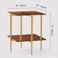 thumbnail image 2 of Rectangle Coffee Table Mid-Century Modern Design L W x H for Living Room - Structure Amber Glass Top and Walnut MDF Shelf Sleek Conical Metal Legs with Gold Finish, 2 of 9