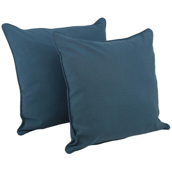 Coussins de Sol Carrés en Sergé Uni à Double Cordon de 25 Pouces avec Bourrures (Ensemble de 2), Indigo