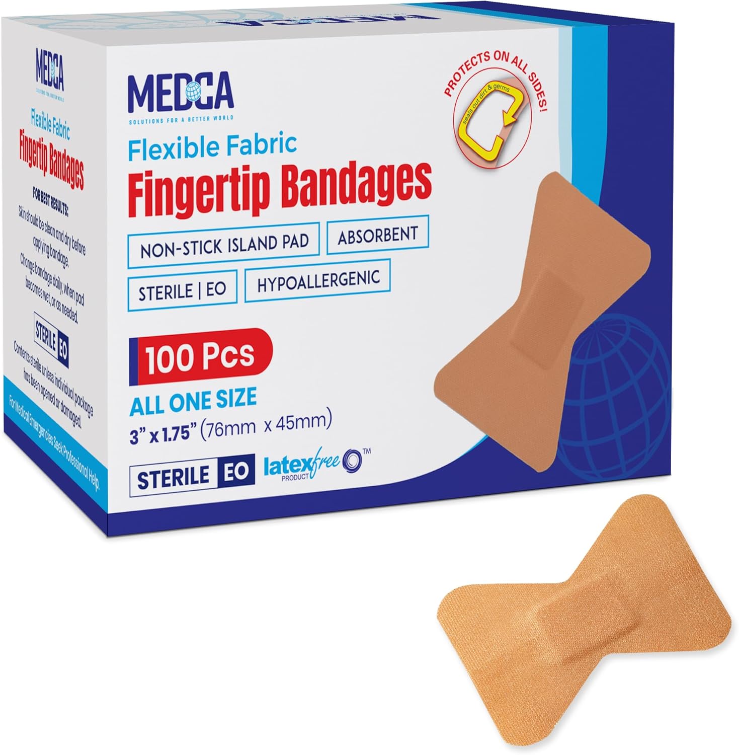 Flexible Fabric Finger Bandages - 100 Count Box of Flex Fabric Adhesive ...