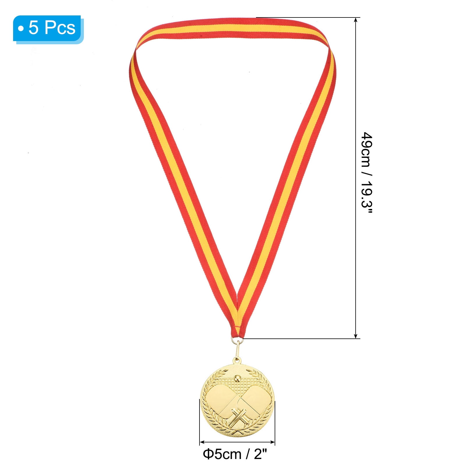 Uxcell 3" Gold Table Tennis Medals, 5Pcs Table Tennis Award Medals for Sports Events