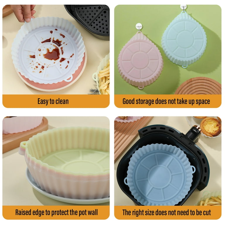 Air Fryer Silicone Liners - Reusable Non-stick Air Fryer Silicone Pot Liner  Compatible with Air Fryer Basket Accessories (Fit 2 to 2.6 Qt)