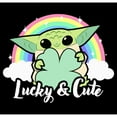 thumbnail image 2 of Women's Star Wars: The Mandalorian Grogu St. Patrick's Day Rainbow Lucky and Cute  Graphic Tee Black Medium, 2 of 4