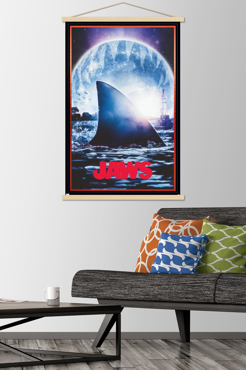 Jaws - Moon One Sheet Wall Poster with Magnetic Frame, 22.375" x 34"