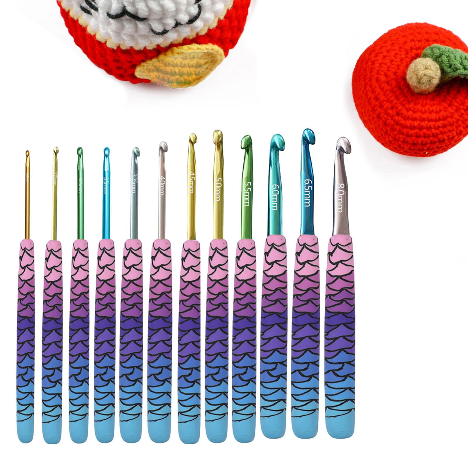 Worallymy 31pcs Colorful Crochet Hooks Set Ergonomic Soft Handle Crochets Stitch  Markers Measure Tape Row Counter Kit Blue 