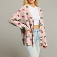thumbnail image 6 of Women's Fashion Long Sleeve Christmas Print V-Neck Button Loose Cardigan Top, Knit Sweater for Casual Outfits and Comfort,Pink,S, 6 of 7