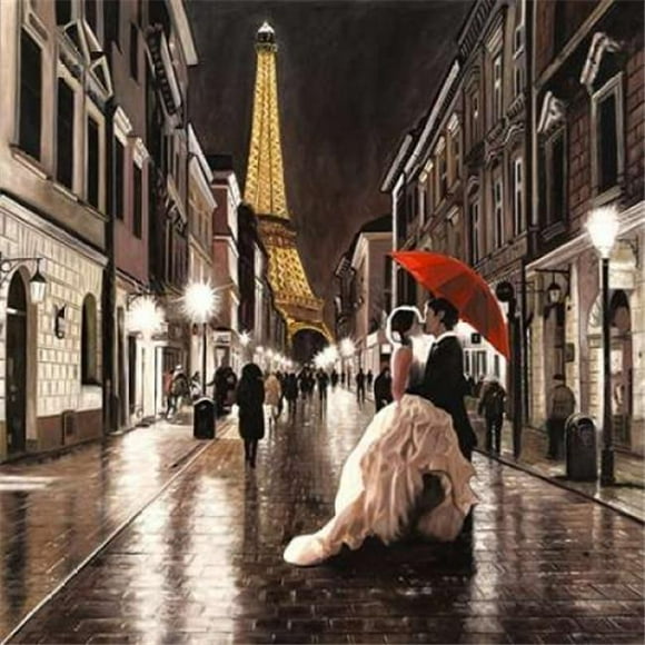 Selected Artworks PDX1BN2574SMALL Kissing in Paris Poster Print by Pierre Benson, 12 x 12 - Small