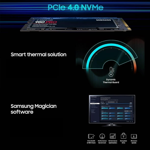 SAMSUNG 980 PRO SSD with Heatsink 1TB PCIe Gen 4 NVMe M.2 Internal Solid  State Drive + 2mo Adobe CC Photography, Heat Control, Max Speed, PS5
