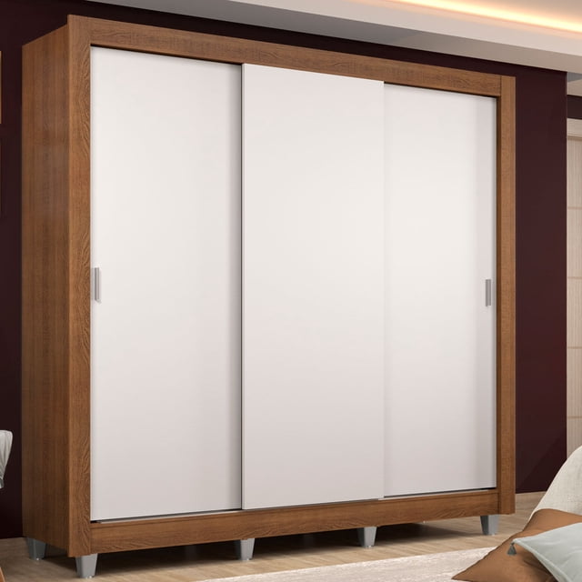 Ropero Closet Madesa Lyon 3 Puertas Pies Marron/Blanco