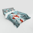 thumbnail image 3 of Ambesonne Christmas Bedding Set 3 Pcs, Snowy Winter Tree, Twin XL, Almond Green Orange, 3 of 3