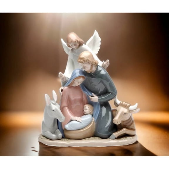 Ceramic Angel Holy Family Nativity Figurine 7.125" Gift