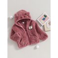 thumbnail image 4 of Elippeo Infant Baby Girl Boy Winter Fuzzy Coat 6M 9M 12M 18M 24M 3D Bear Hooded Jacket Zipper Closure Fleece Outerwear Gray, 4 of 10
