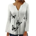 thumbnail image 2 of YOTAMI Women's Printed Long Sleeve Shirt Ruffled Plus Size Blouse for Casual Wear Button V-Neck Fall Tops Multicolor XXL, 2 of 5