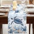thumbnail image 2 of Blue Turtle Coastal Short Table Runner 48 Inches Long,Beach Starfish Nautical Coral Botanical Cotton Linen Table Runners Dresser Scarves,Fabric Tabletop Scarf Furniture Cover for Dinner Party 13"x48", 2 of 8