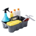 thumbnail image 2 of Matthew Large Plastic Tote Tool & Deluxe Supply Cleaning Caddy with Handle Portable Shower Basket Storage Caddy for Cleaning Products,Take-Out Drink,Bathrooms Incl.1Pcs Microfiber Cloth - Gray, 2 of 4