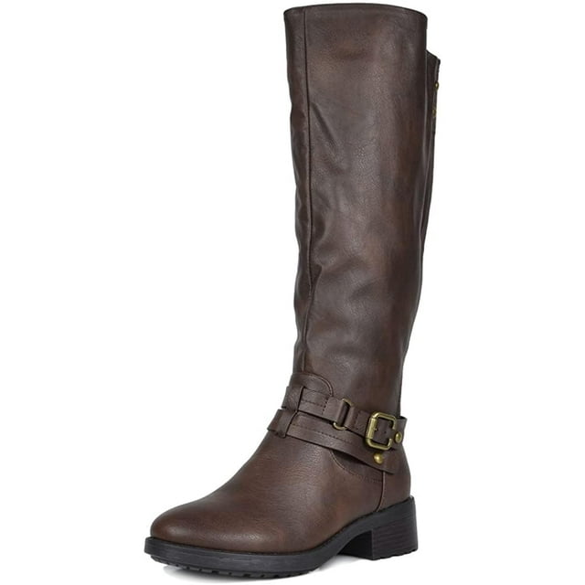 DREAM PAIRS Women's Uncle Brown Knee High Motorcycle Riding Winter Boots Size 11 M US