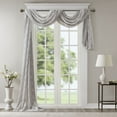 thumbnail image 4 of Madison Park Modern Curtain Diamond Sheer Embroidered Window Scarf, 50"x144", Gray, 4 of 5