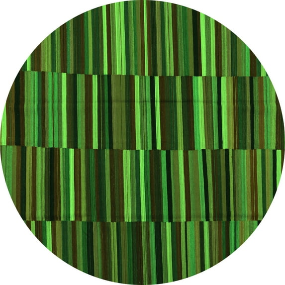 Ahgly Company Indoor Round Abstract Green Contemporary Area Rugs, 7' Round