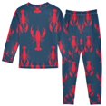 thumbnail image 2 of FORMRS Long Sleeve Top and Pants Pajama Set for Niños 2-Piece Sleepwear, Sizes 18M-8Y, Blue Lobster Pattern, 2 of 6
