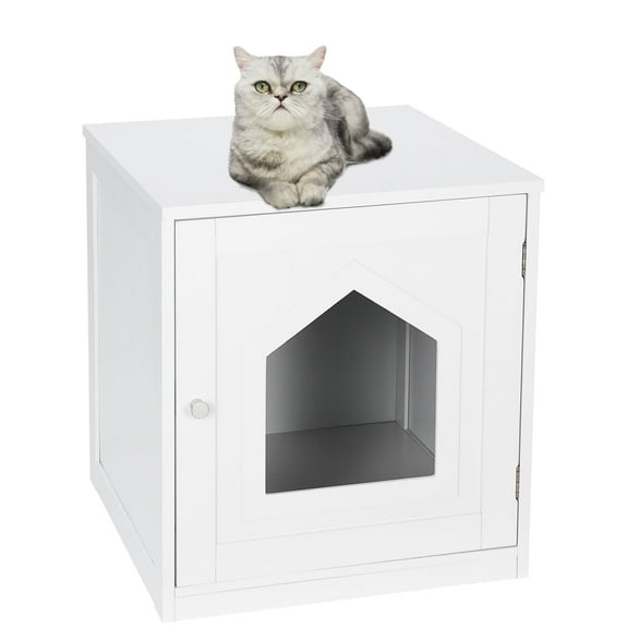 ZENY Decorative Cat House Pet House, Cats Furniture Cabinet 18.9"W x 20.9"D x 20.9"H White