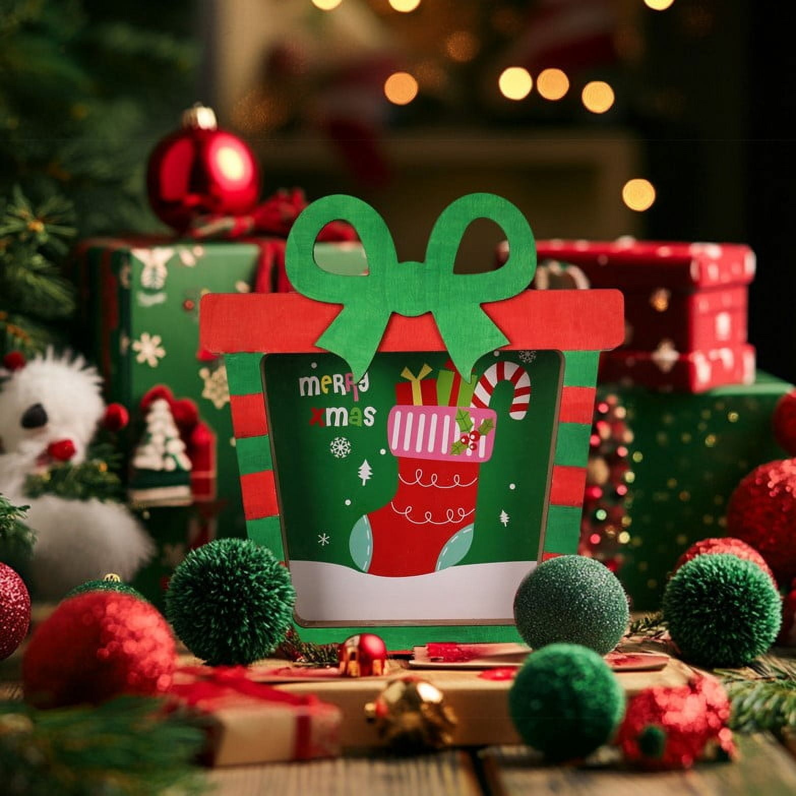 Holiday Time Fillable Present and Paint Kit, 8.5 x 9.17 x 1.26 Inch, Wooden Decoration, Unisex, Holiday