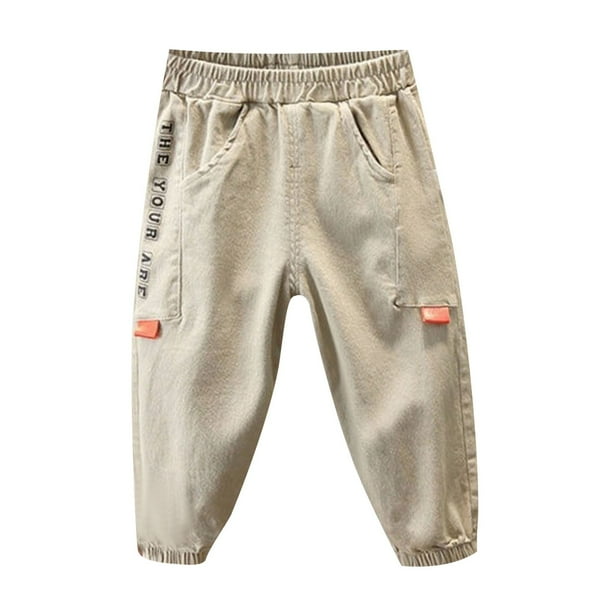 Odeerbi 2-10 Años Niños Pantalones Cargo Deportes Pantalones Jogger Cintura Elástica Casual Pantalones de Trabajo Con Múltiples Bolsillos
