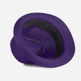 thumbnail image 6 of HuangHuanChen British Jazz Hat Short Brim Fedora Classic Summer Breathable Mesh Hat Panama Cap for Men Women Outdoor Sun Hat Fashion Beach Hat Dark Purple One Size, 6 of 6