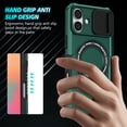 thumbnail image 3 of Case for iPhone 16 Plus, with Sliding Camera Cover & Ring Kickstand, Military Grade Drop Protective Hybrid Shockproof Anti-fall Phone Case Cover for iPhone 16 Plus, Darkgreen, 3 of 10