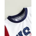 thumbnail image 5 of Bagilaanoe 4th of July Clothes for Toddler Baby Boys Short Sleeve Letter Print T-Shirt Tops + Stars Stripe Shorts 6M 12M 18M 24M 3T Kids Independence Day Outfits 2pcs Short Pants Set, 5 of 9