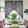 thumbnail image 4 of Swag Curtains Valances for Windows, Boho Retro Short Kitchen Window Curtains Over Sink, Ethnic Tribal Floral Pattern Cafe Curtains Panel Set Of 2,Rod Pocket, 36 Inches Length Onyx Gray White, 4 of 9