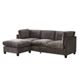 thumbnail image 3 of 96.5" Sectional Couch for Living Room, Upholstered Soft Chenille Fabric Sofa, 3-Seater with One Ottoman L Shape Sofa (Gray), 3 of 11