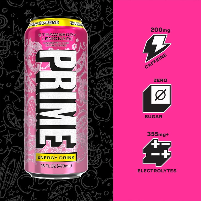 PRIME Energy Drink Strawberry Lemonade, 16 fl oz, 12 Pack photo 4