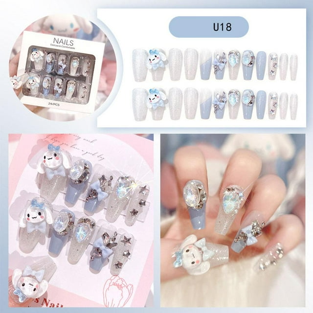 24pc Fashionable Cute Fake Nail Art Set - High Quality, Quick Manicure, Perfect for Any Occasion