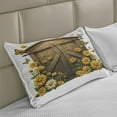 thumbnail image 2 of Ambesonne Rustic Knitted Quilt Pillowcover, Barn Cottage Summer Flowers, 30"x20", Earth Yellow and Cocoa, 2 of 2