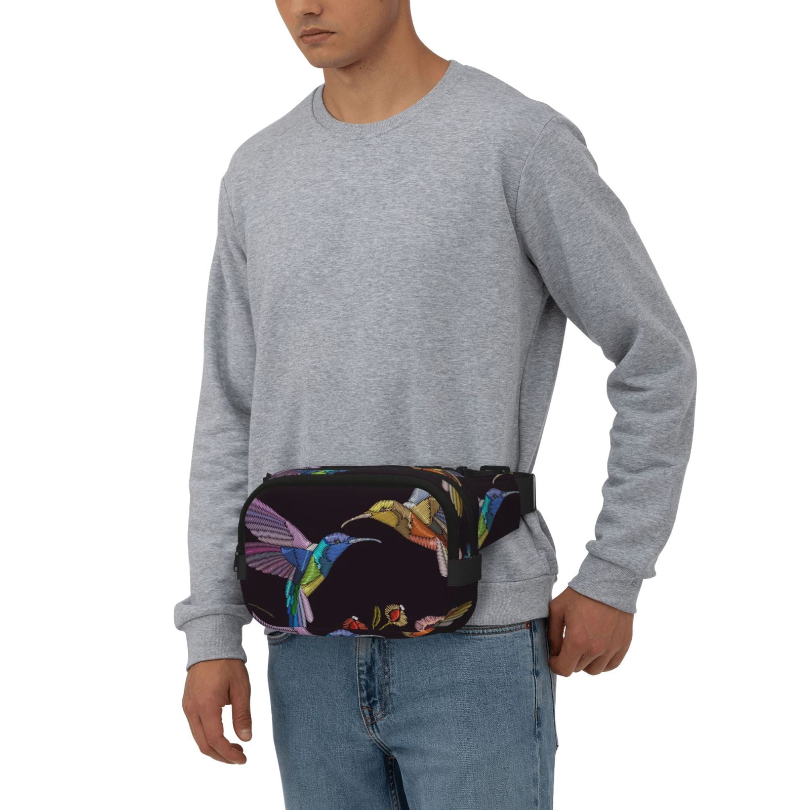 Kuqiui Humming Bird Print Fanny Packs for Women Cross Body Waist Bag Fashionable Fanny Pack Designer Workout Hiking Waist Pack Running Travel Gym