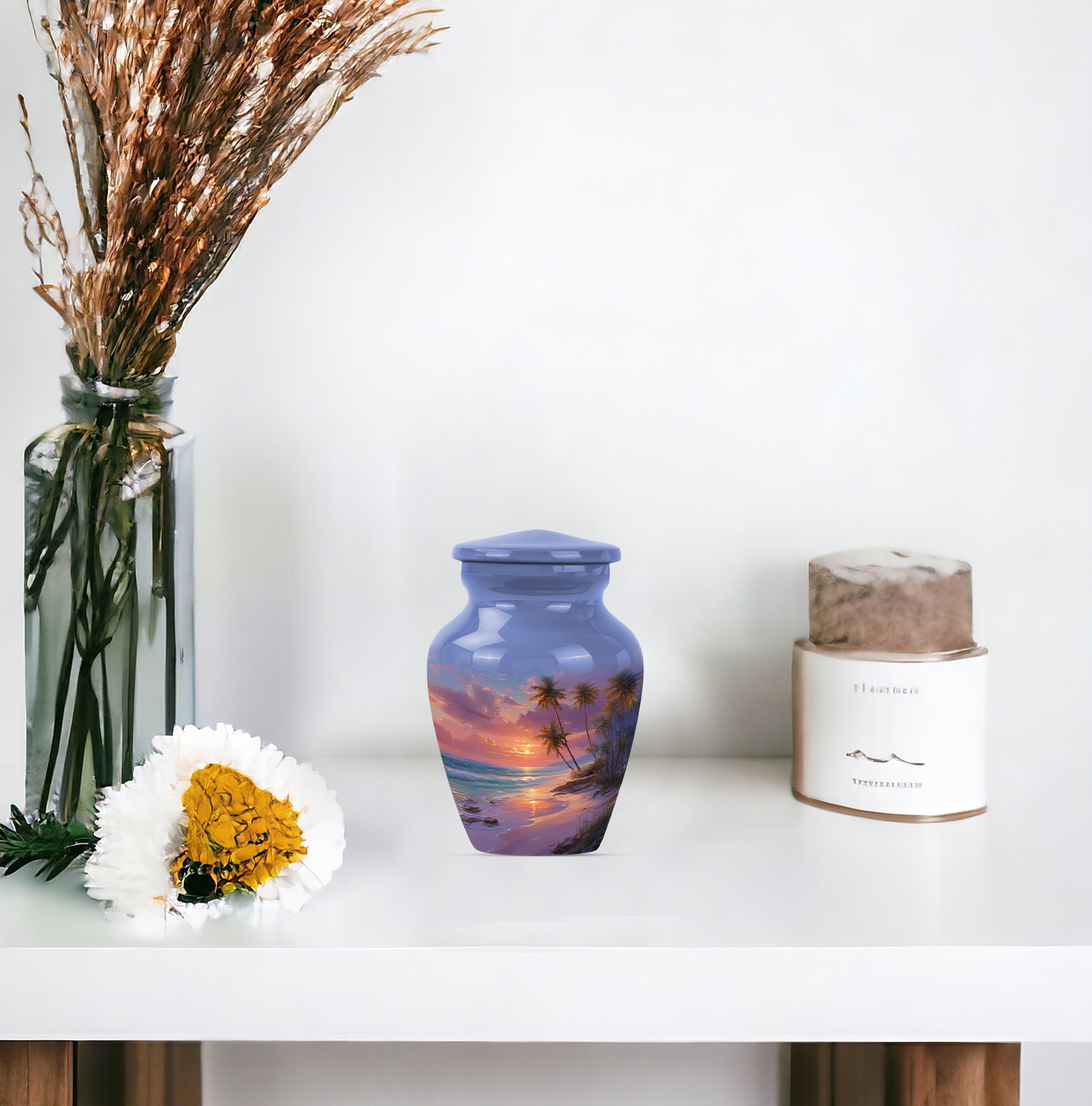 Sunset Beach Cremation Urn For Men - Adult Urns For Human Ashes Women - Small Urns For Human Ashes Keepsake - Mini Urn For Human Remains ( Size:- 3 Inch Set Of 2 )