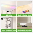 thumbnail image 4 of 47.2 Inch Electric Standing Desk with Power Outlet and LED Light Strip, Height Adjustable Sit-Stand Desk with Storage Shelf & Hooks, Ergonomic Home Office Computer Desk with Memory Buttons,White, 4 of 9